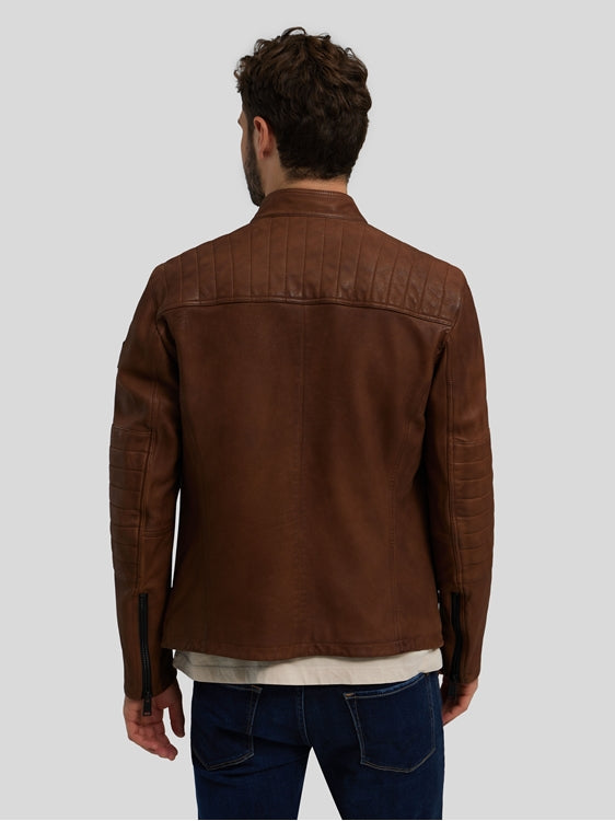 Casual Brown Biker Leather Jacket - LJ