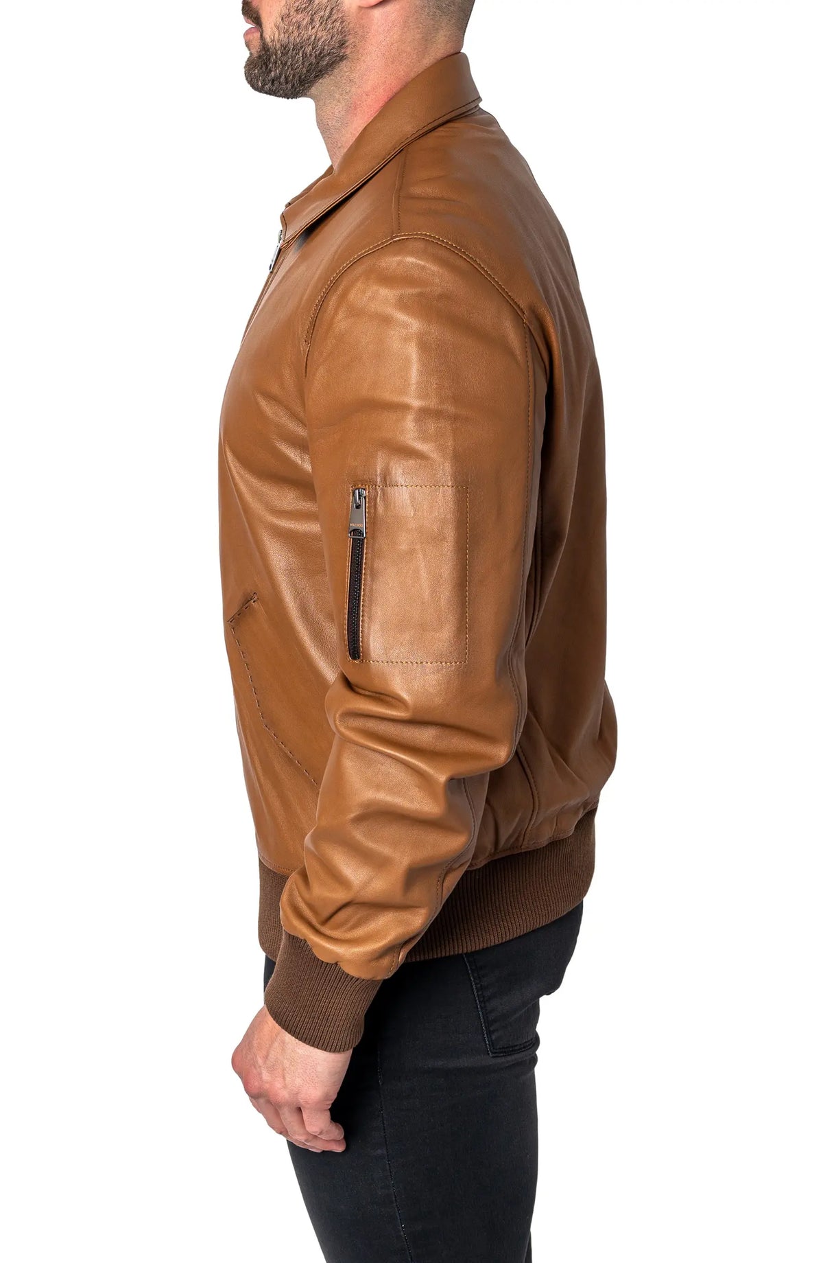 Mens Brown Genuine Biker Leather Jacket