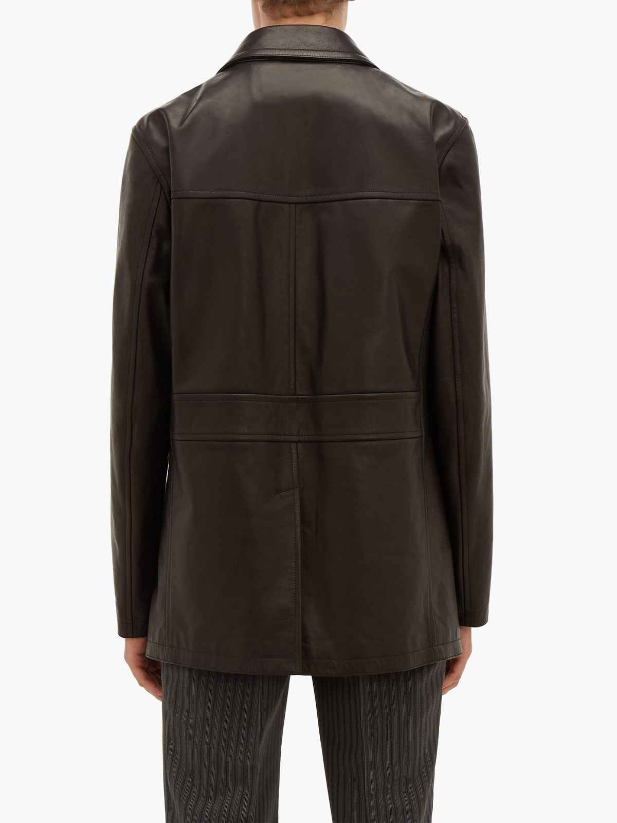 Men Brown Long Leather Jacket - LJ.com