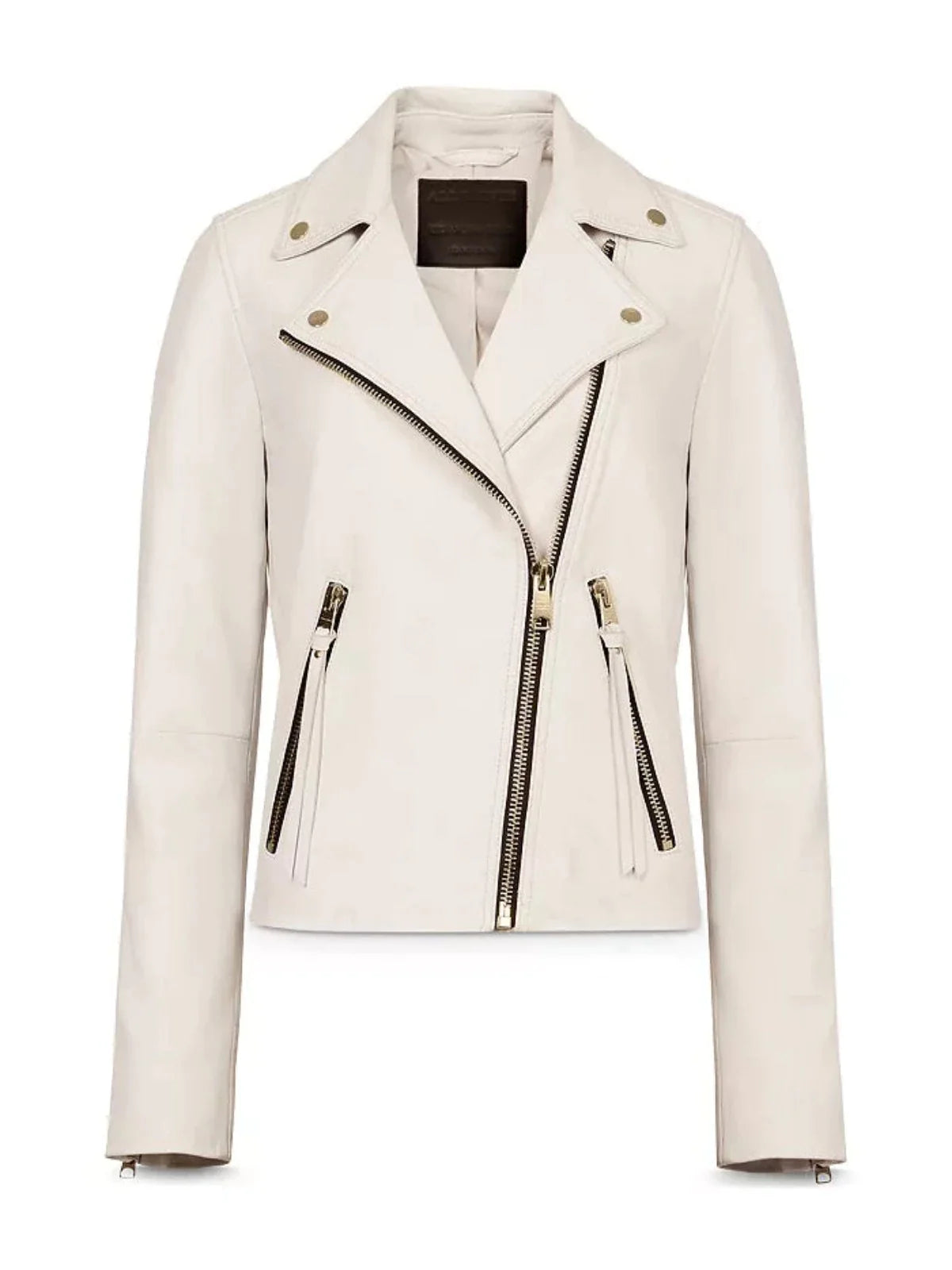 Womens Delby Ivory White Leather Jacket
