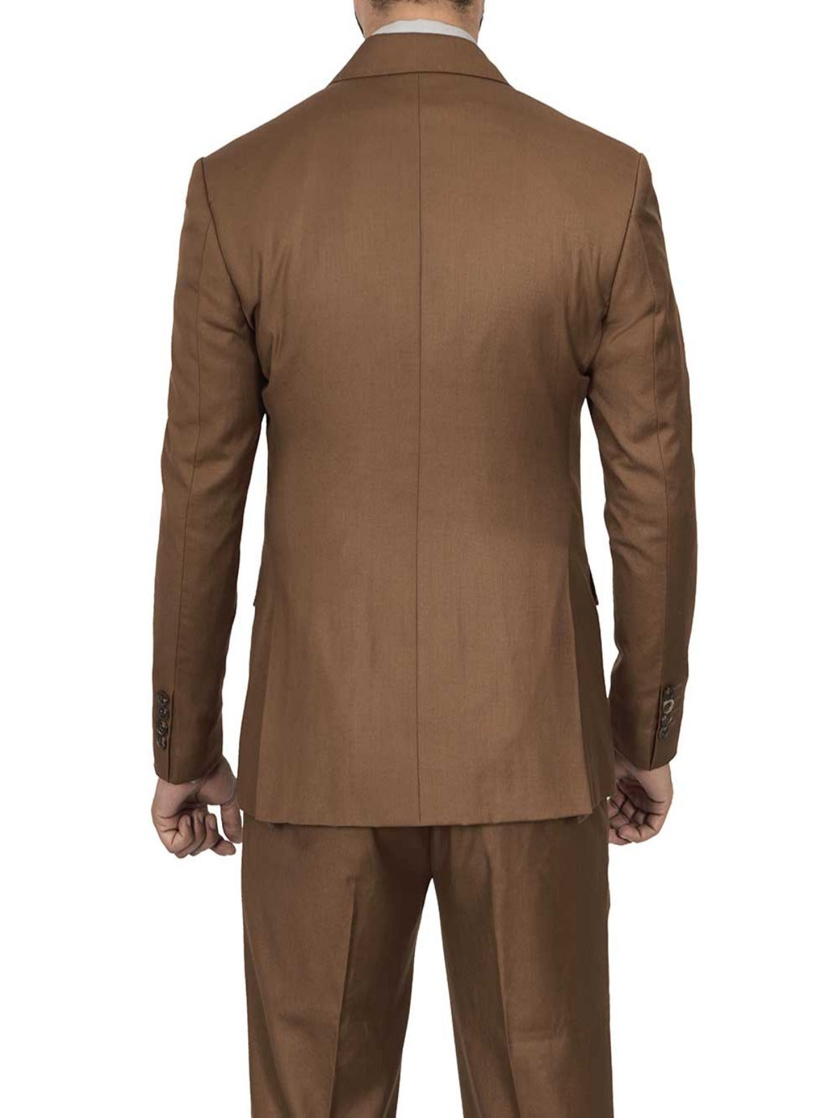 Mens Double Breasted Two Piece Brown Cotton Suit