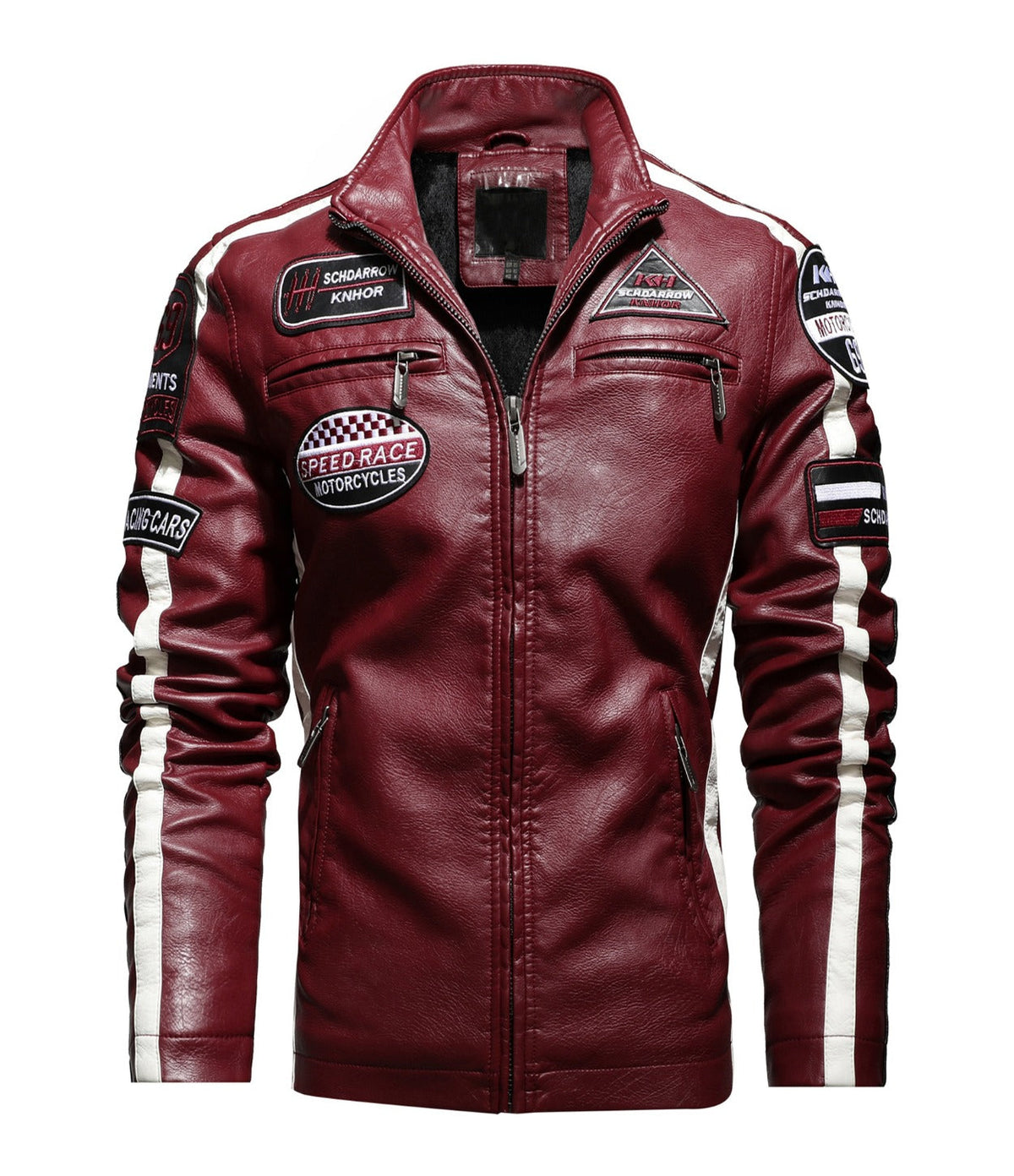 Men’s Embroidered Aviator Biker Leather Jacket