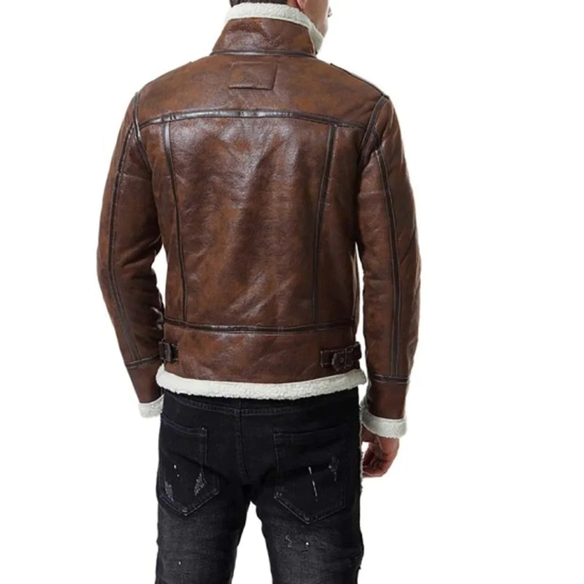 Men's Brown Shearling Genuine Leather Jacket