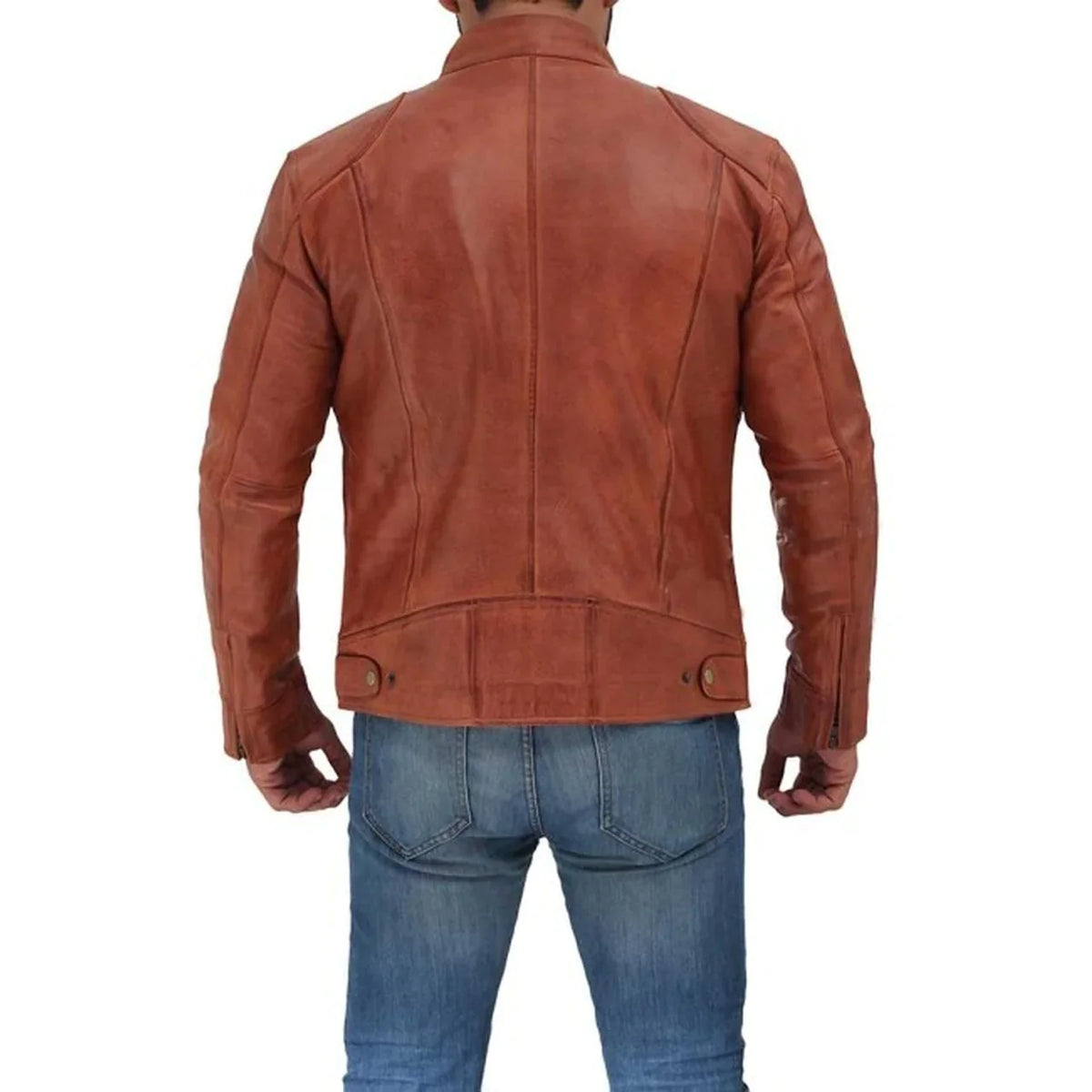 Men's Cafe Racer Tan Leather Jacket