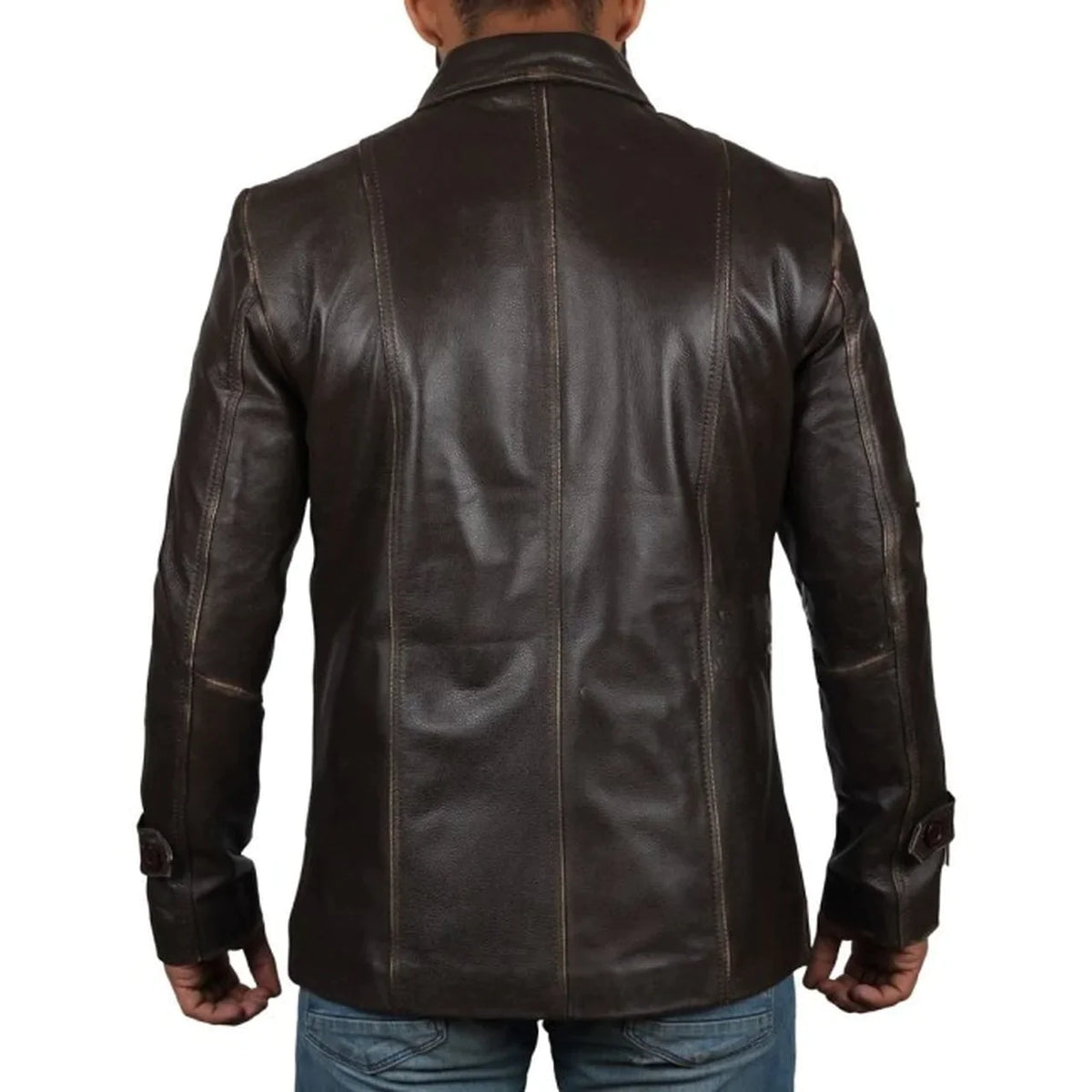 Men's Dark Brown Real Leather Jacket - LJ