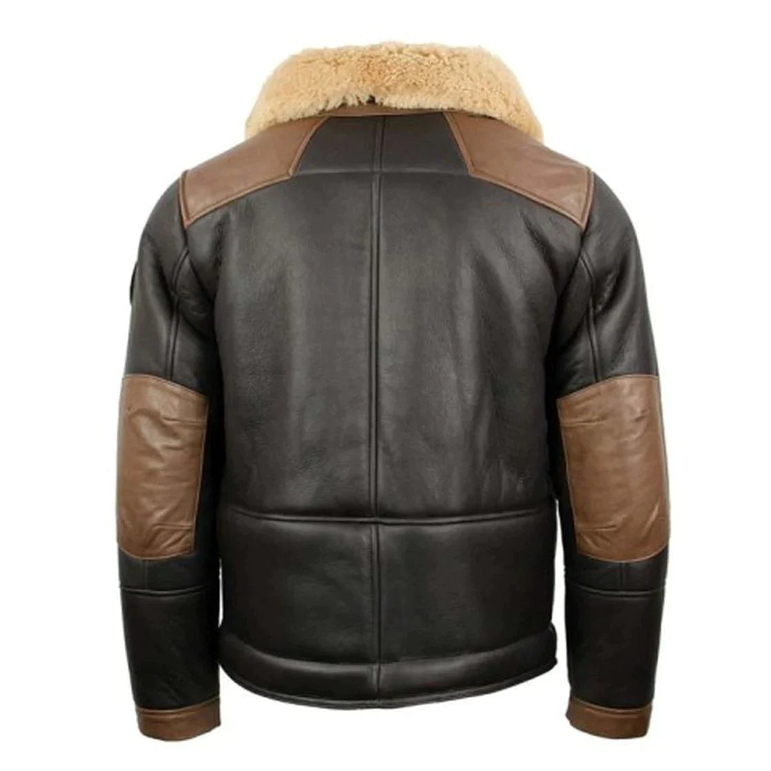 Dark Brown Shearling Bomber Genuine Leather jacket