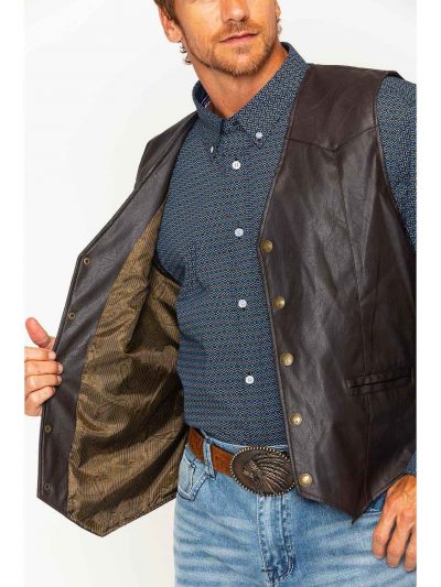 Black Men Real Leather Vest