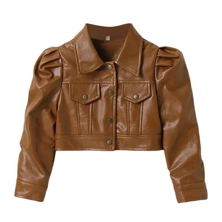 Girls Stylish  Crop  Leather Jacket