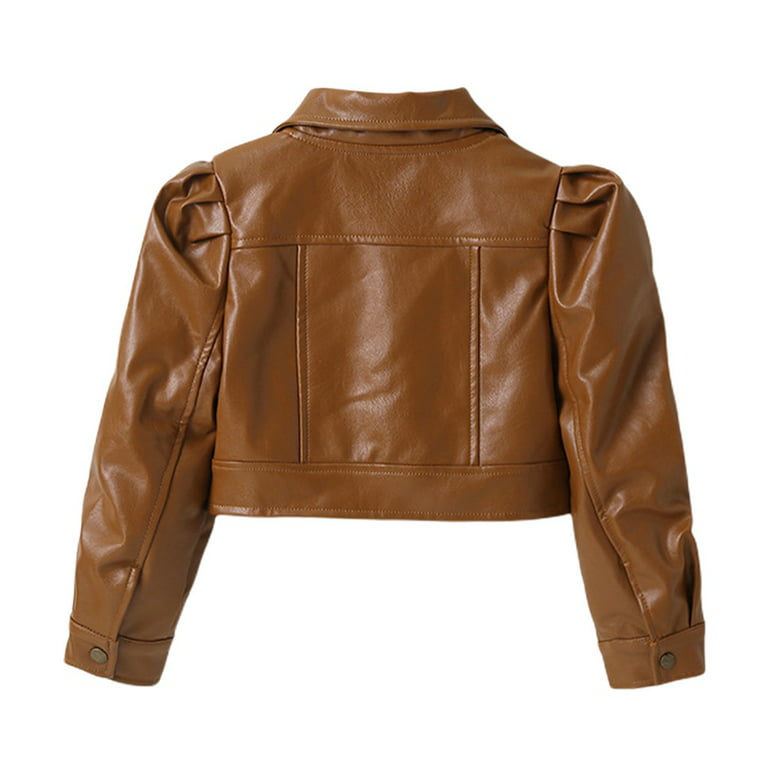 Girls Stylish  Crop  Leather Jacket