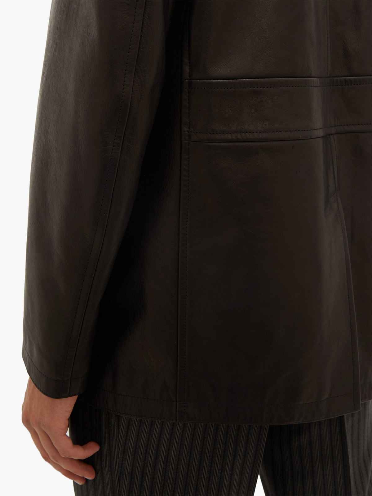 Men Brown Long Leather Jacket - LJ.com