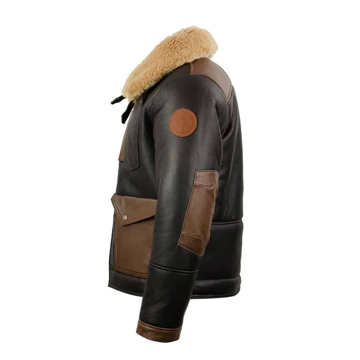Dark Brown Shearling Bomber Genuine Leather jacket