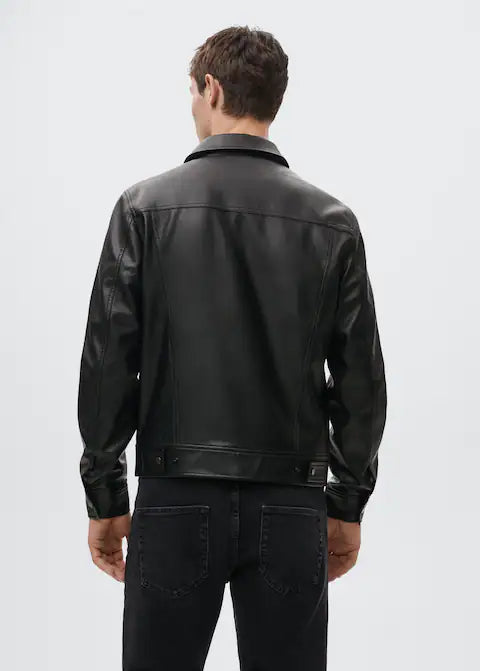 Men's Charcoal Black Biker Leather Jacket