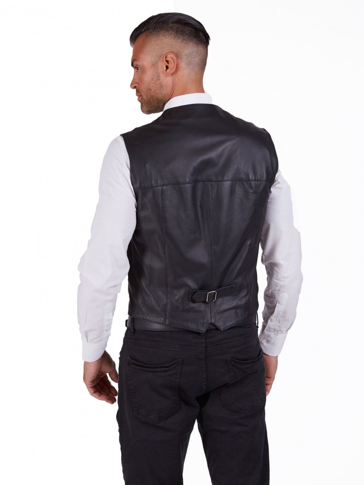 Men Black lambskin leather Vest - LJ.com