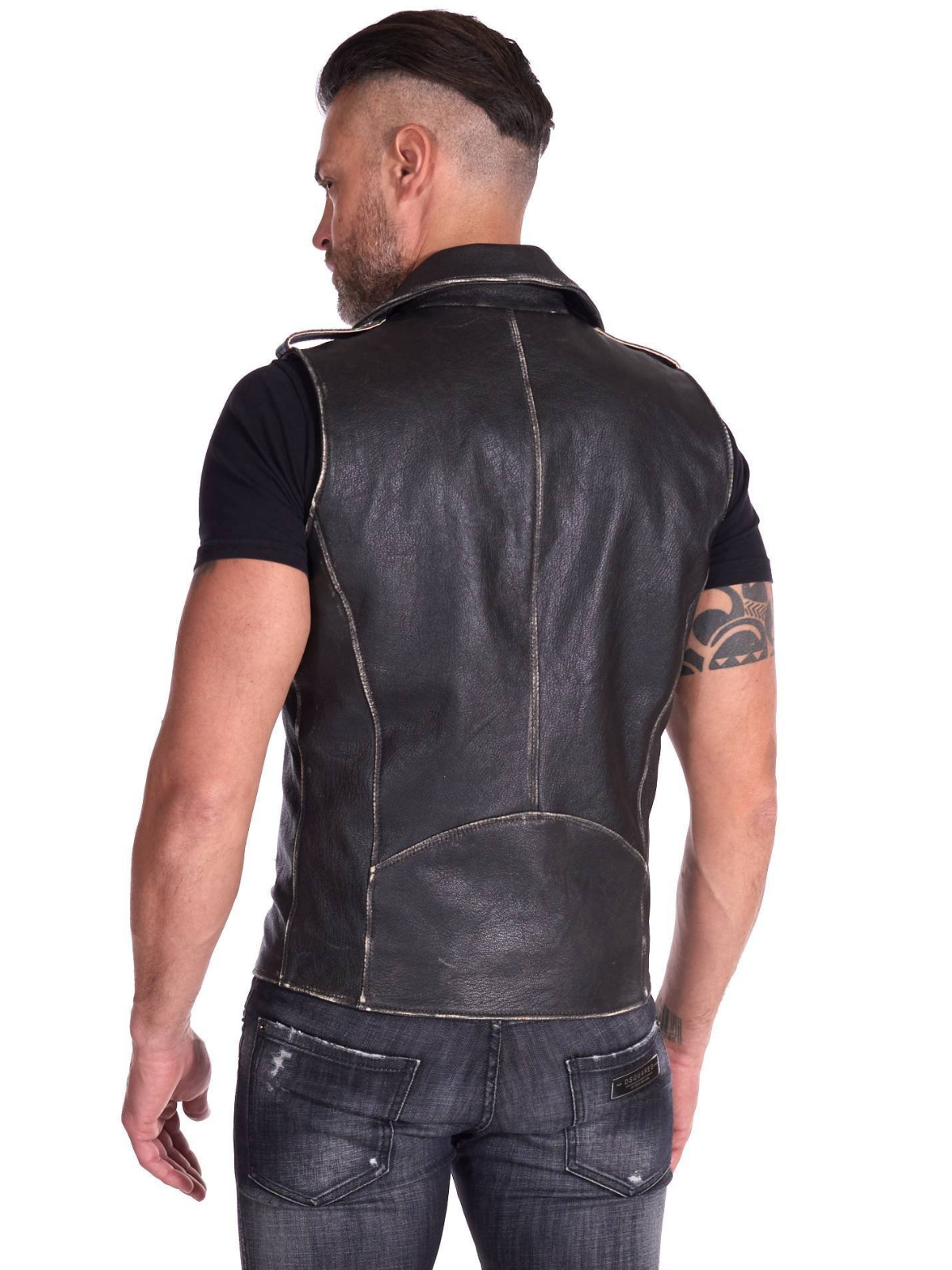 Men Asymmetrical Black Jacket Vest - LJ.com