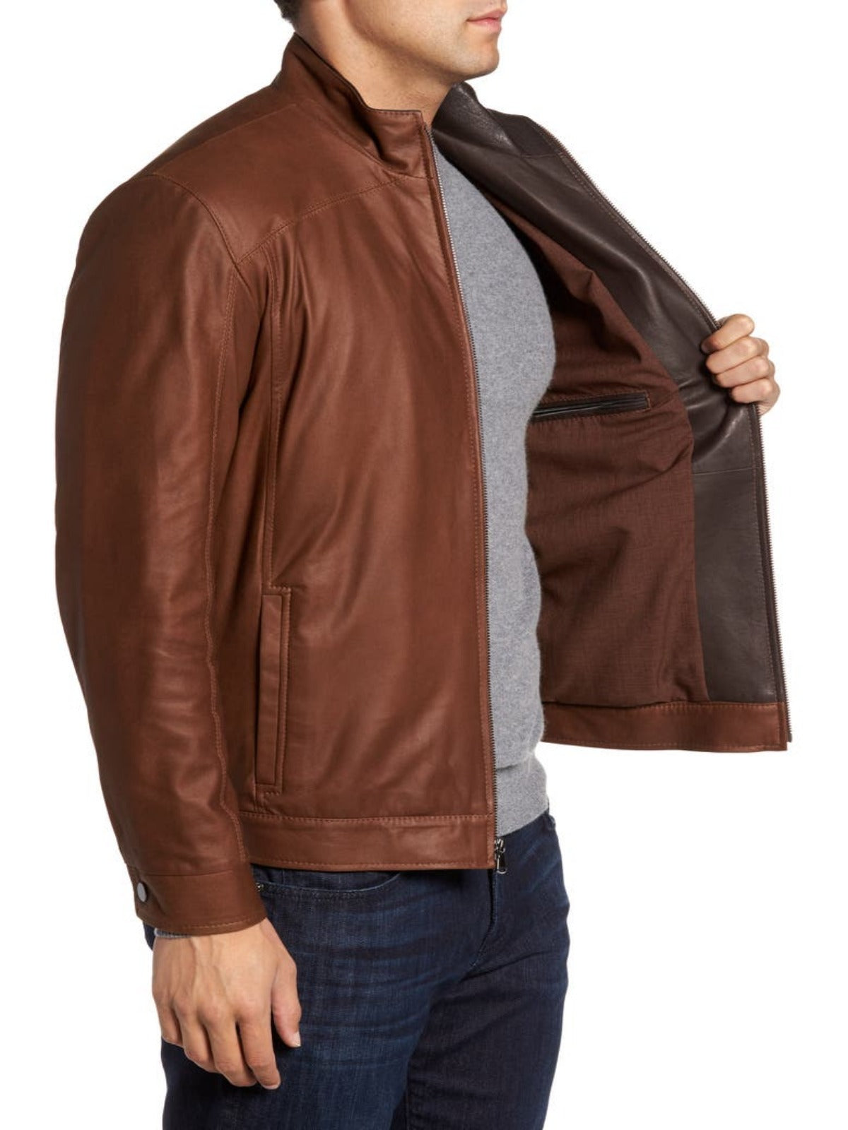 Mens Decent Brown Leather Jacket