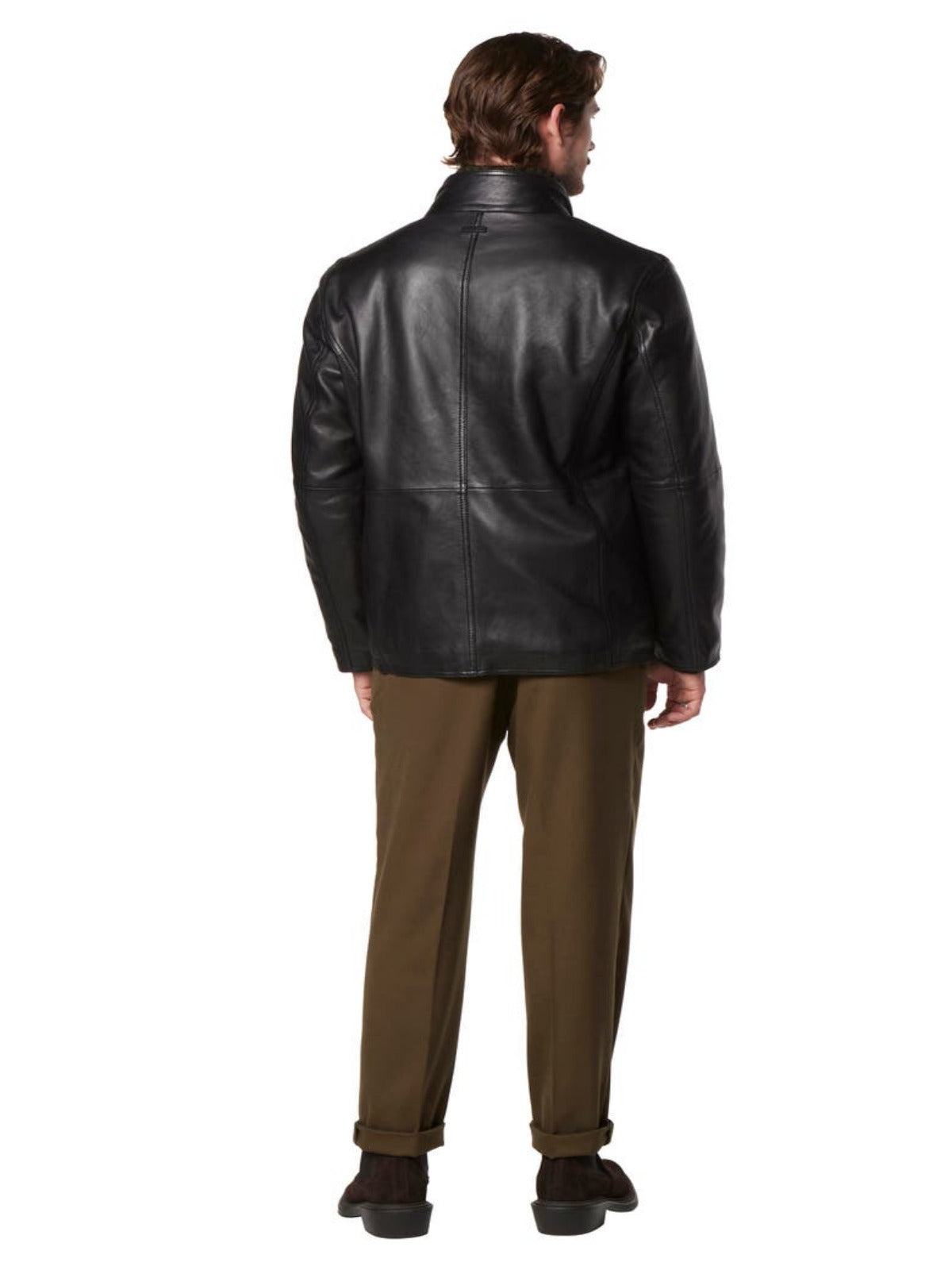 Mens Designer Black Bomber Leather Jacket