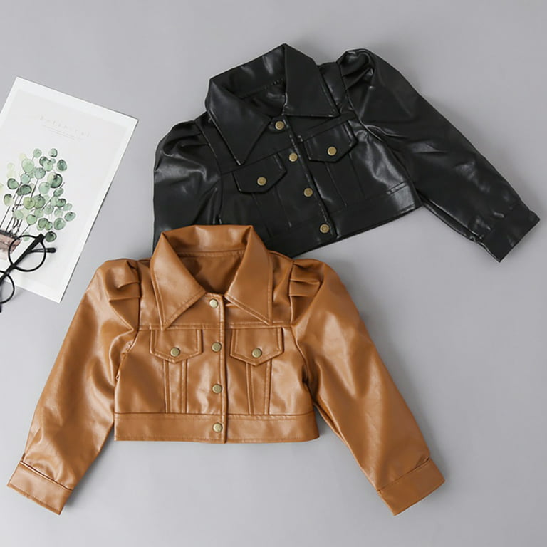 Girls Stylish  Crop  Leather Jacket