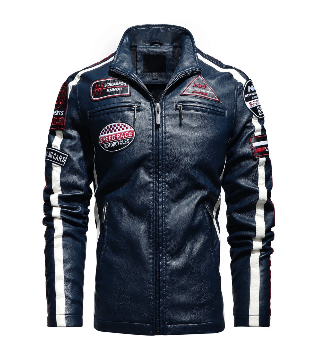 Men’s Embroidered Aviator Biker Leather Jacket