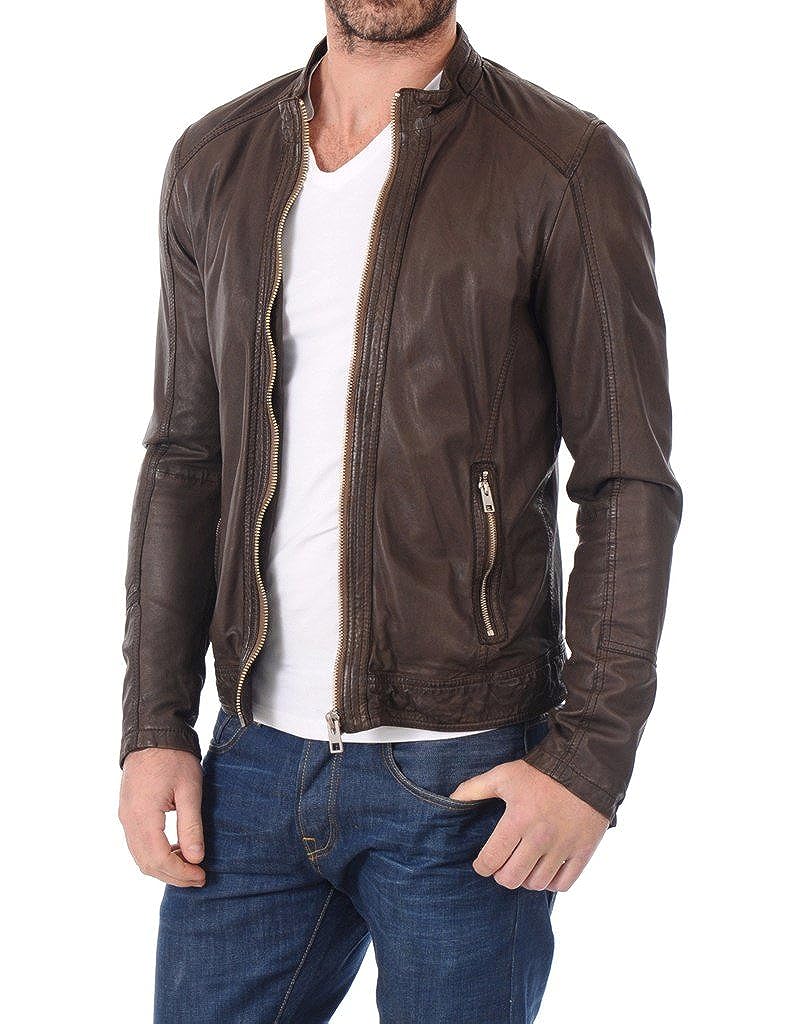 Mens Stylish Brown Real Leather Jacket