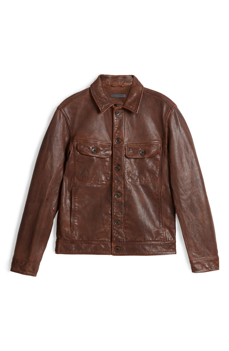 Mens Stylish Brown Trucker Leather Jacket