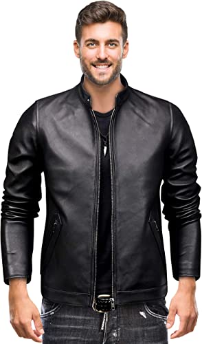Black Moto Racer Leather Jacket