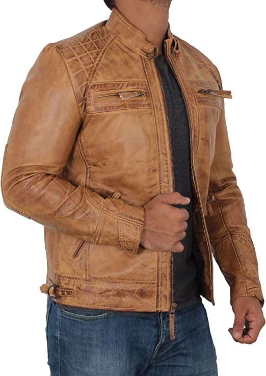Café Racer Motorcycle Real Leather Jacket Men