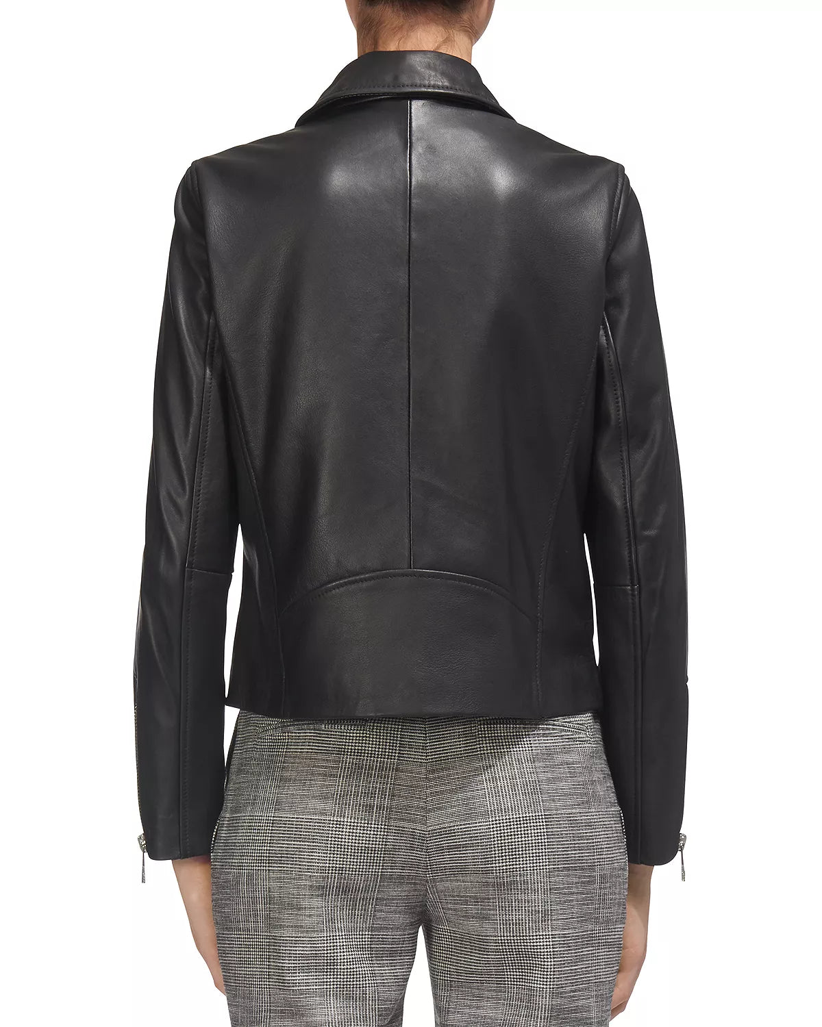 Womens Black Agnes Leather Moto Jacket