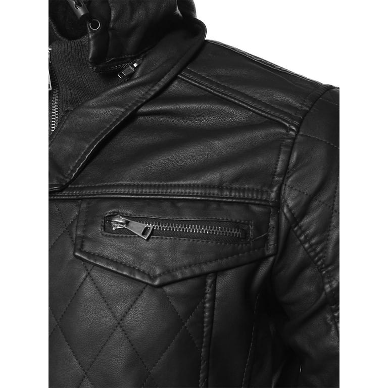 Men's Casual Quilted Black Biker Leather Jacket