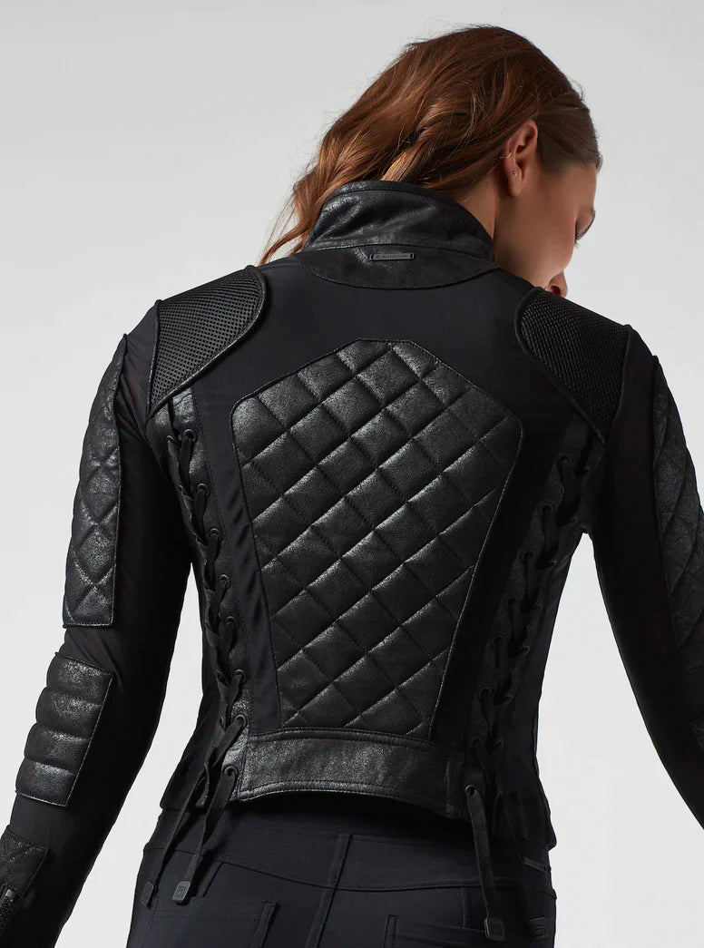 Women's Quilted Classic Black Biker Leather Jacket