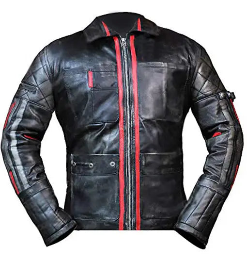 Men Classic Vintage Black Motorcycle Biker Leather Jacket