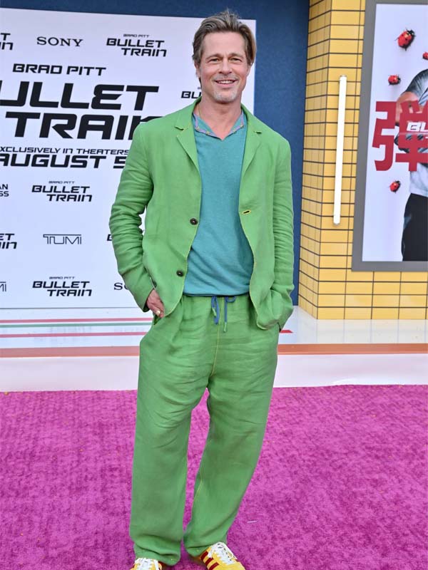 Brad Pitt Bullet Train Premiere Casual Green Suit