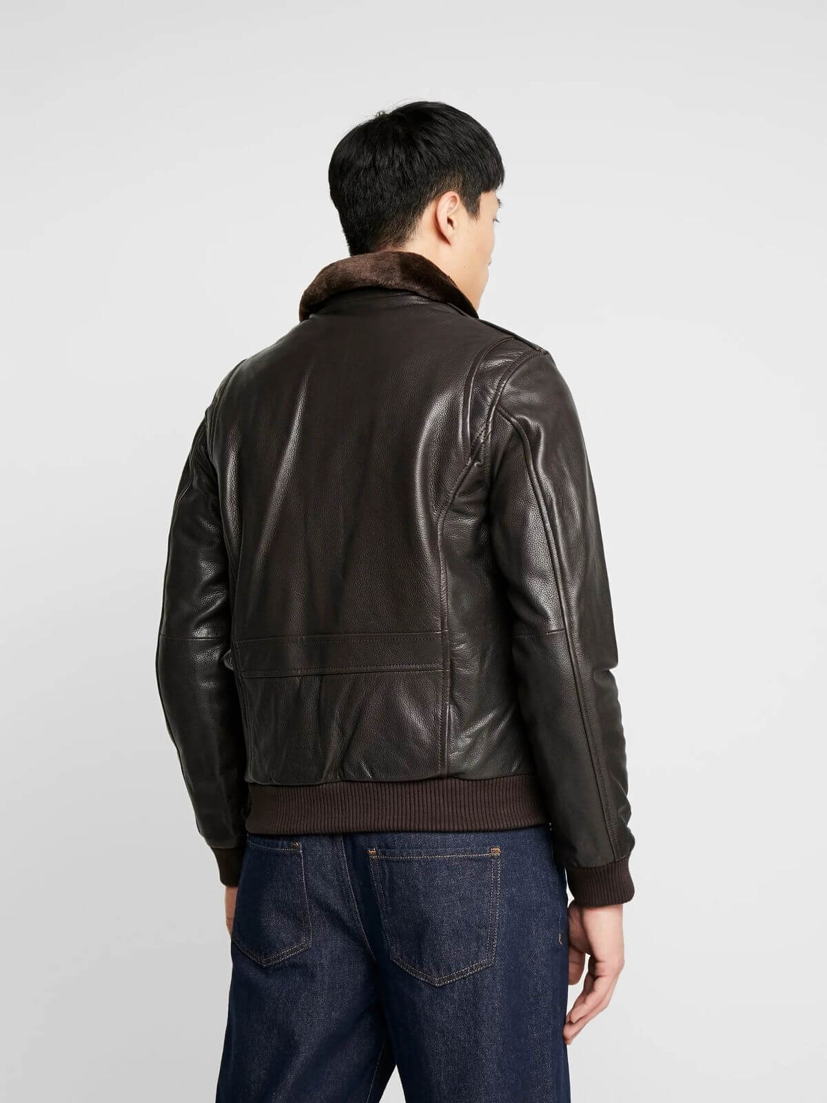 Brown Velvet Collar Leather Jacket