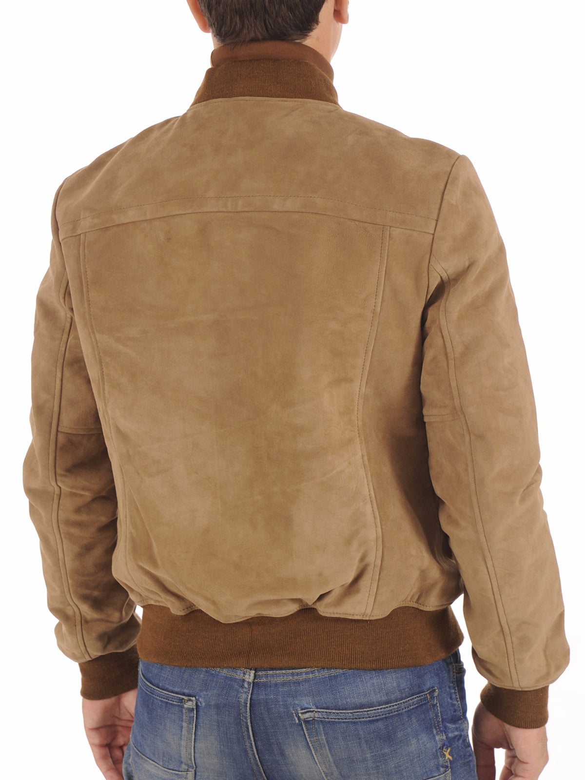 Dark Beige Goatskin Suede Leather Jacket