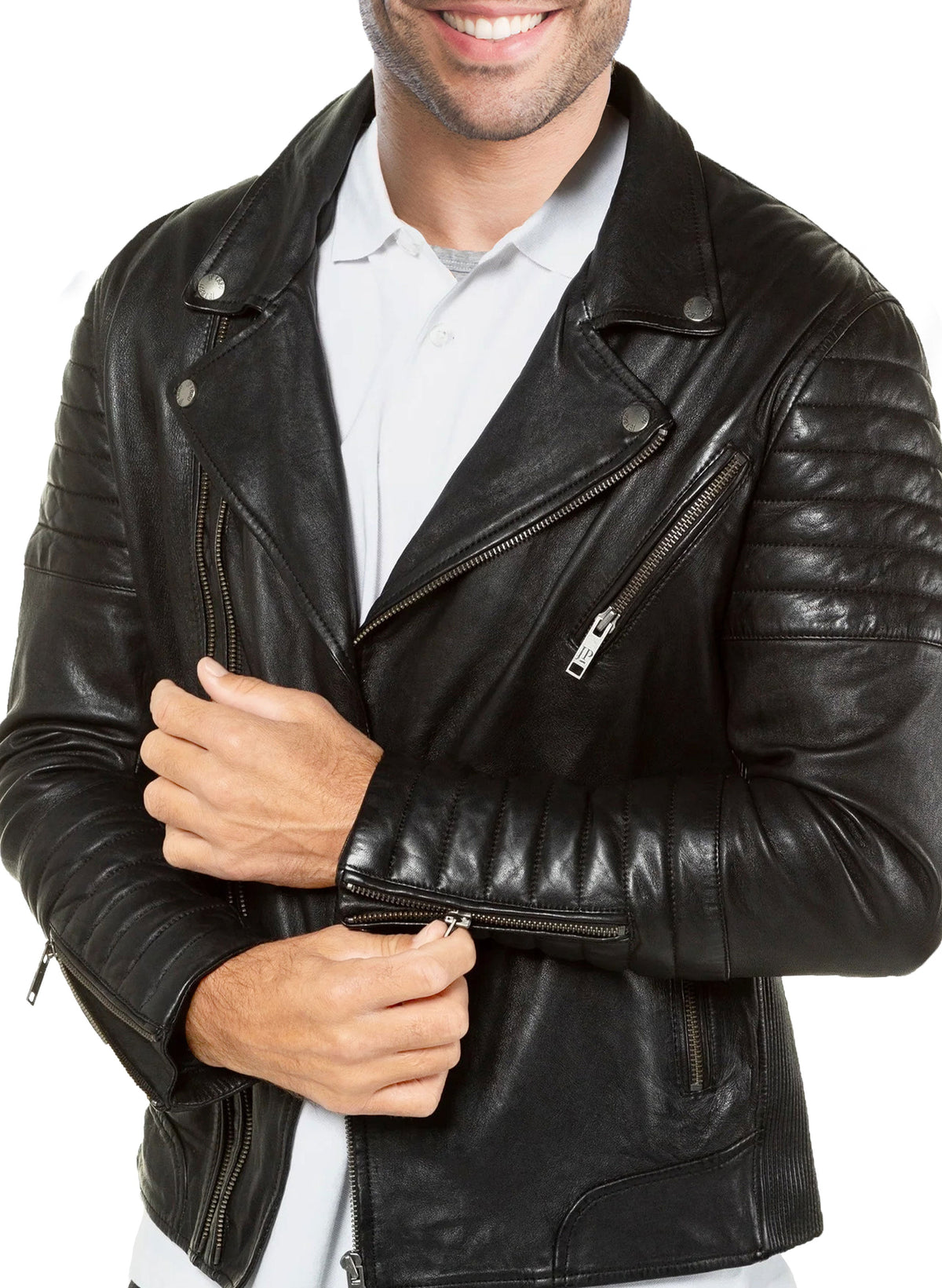 Mens Real Leather Biker Black Jacket – LJs