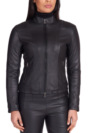 Women Real Leather Black Biker Jacket