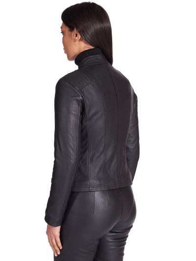 Women Real Leather Black Biker Jacket