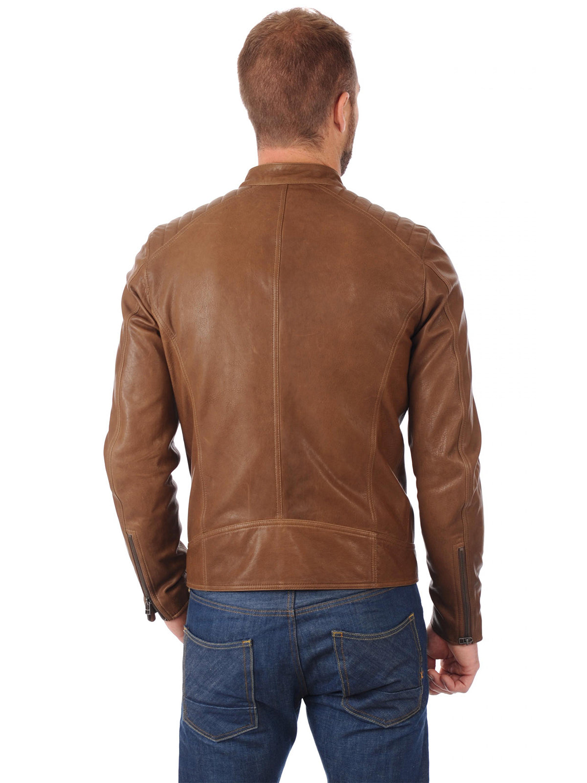 Classic Mens Brown Biker Real Leather Jacket – LJs