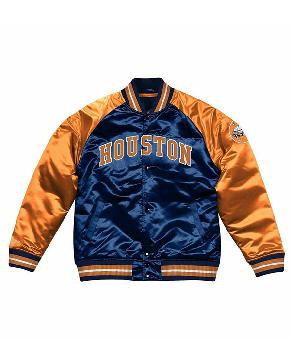 Astros Houston Baseball Blue And Orange Satin Jacket