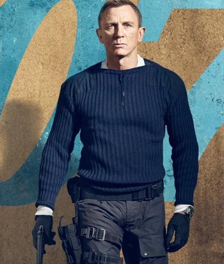No Time to Die Daniel Craig Navy Blue Sweater