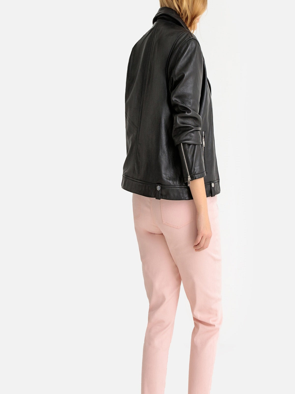 Asymmetrical Black Leather Jacket For Women - LJ