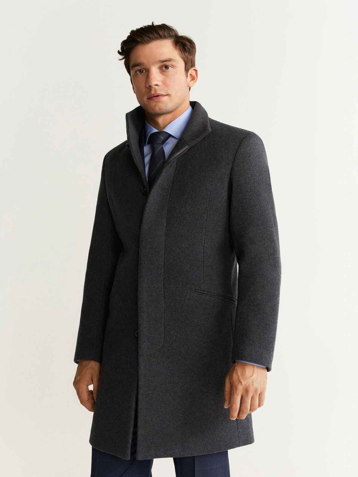 Men Smoke Grey Wool Trench - LJ.com