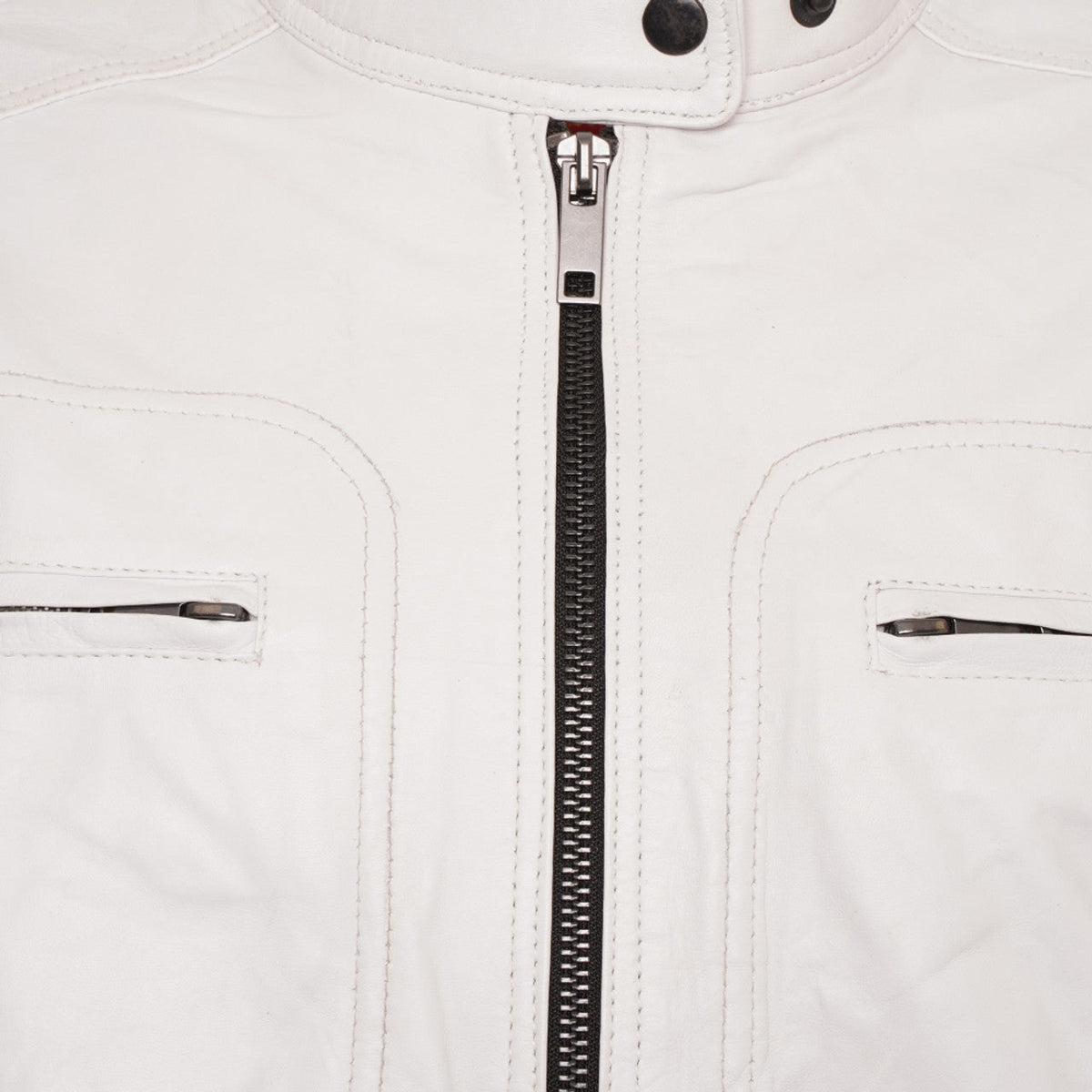 Men’s Vintage White Real Leather Jacket