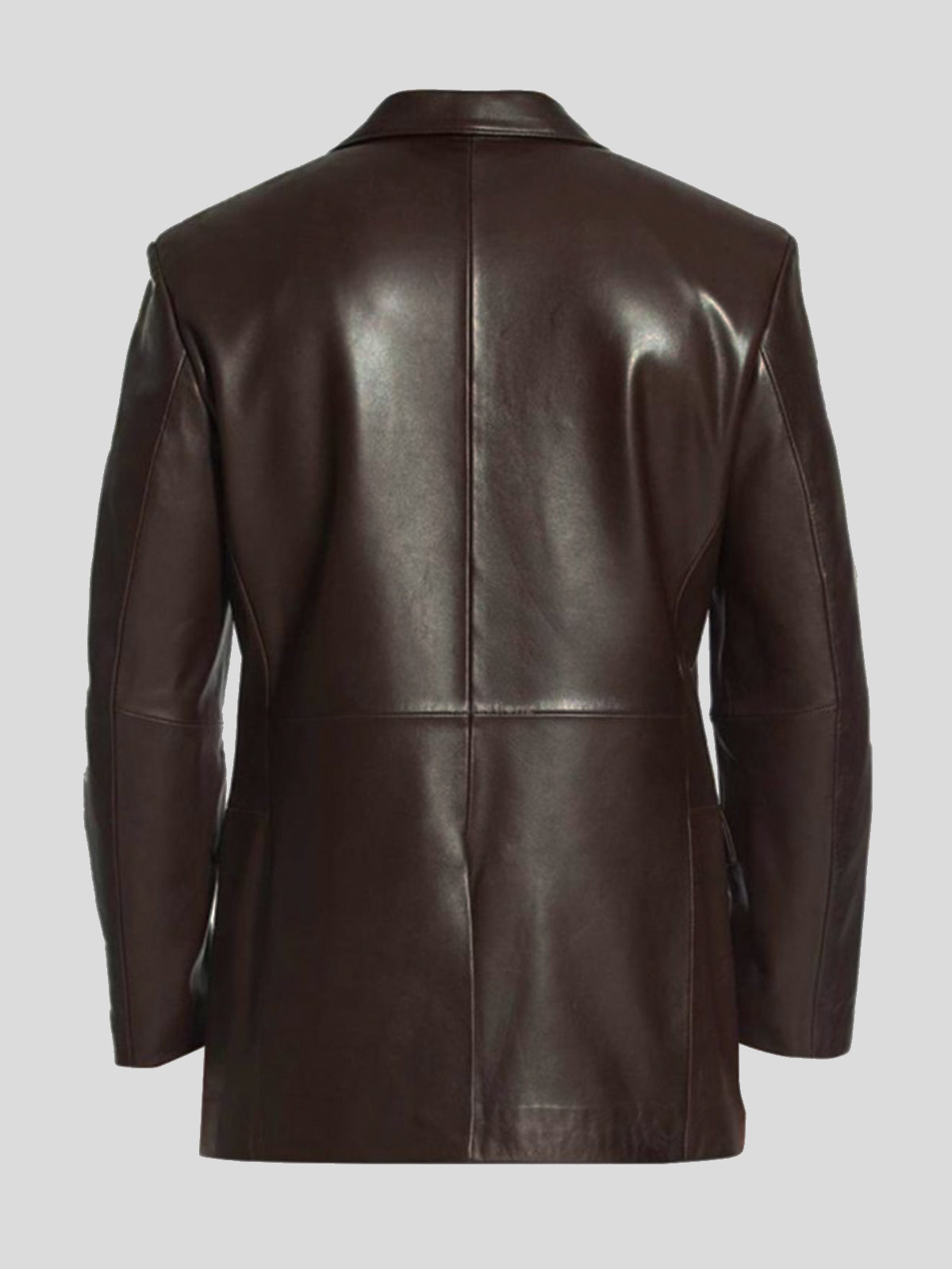 Breasted Brown Leather Blazer Coat – LJ