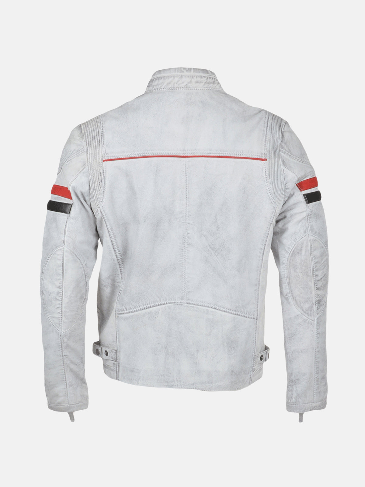 Men's White Leather Biker Jacket