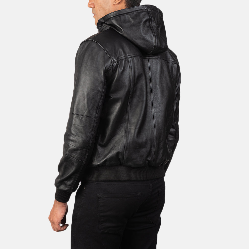 Black Leather Bomber Jacket