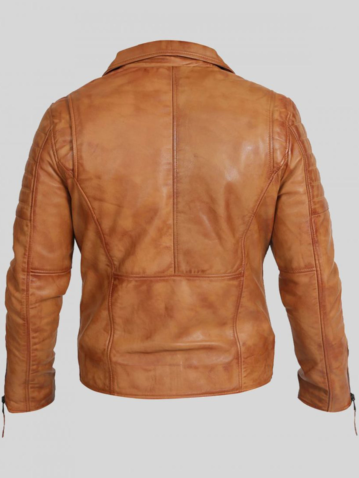 Mens Biker Leather Jacket Dual Zip