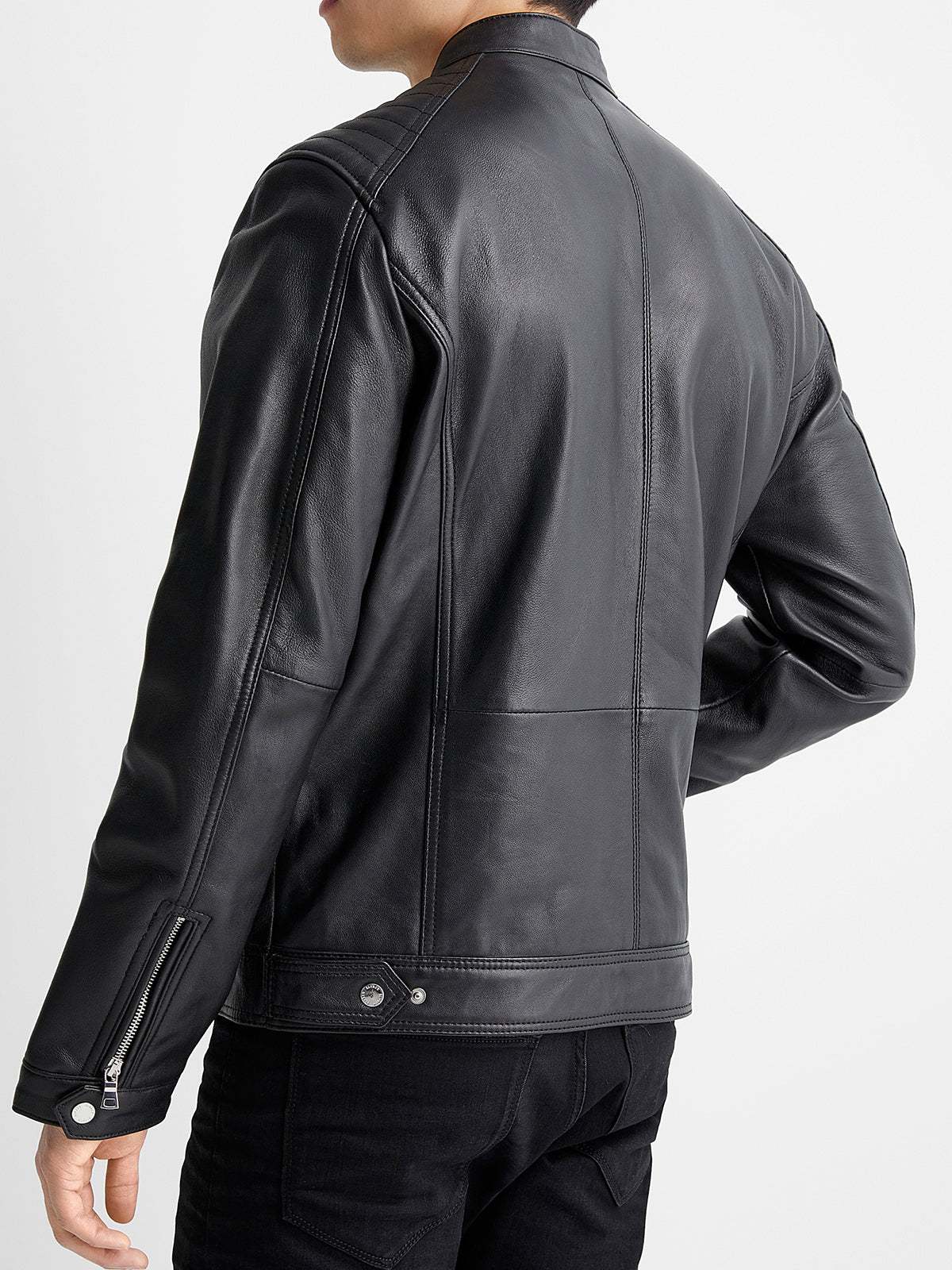 Mens Top Stiched Black Biker Leather Jacket –  LJ