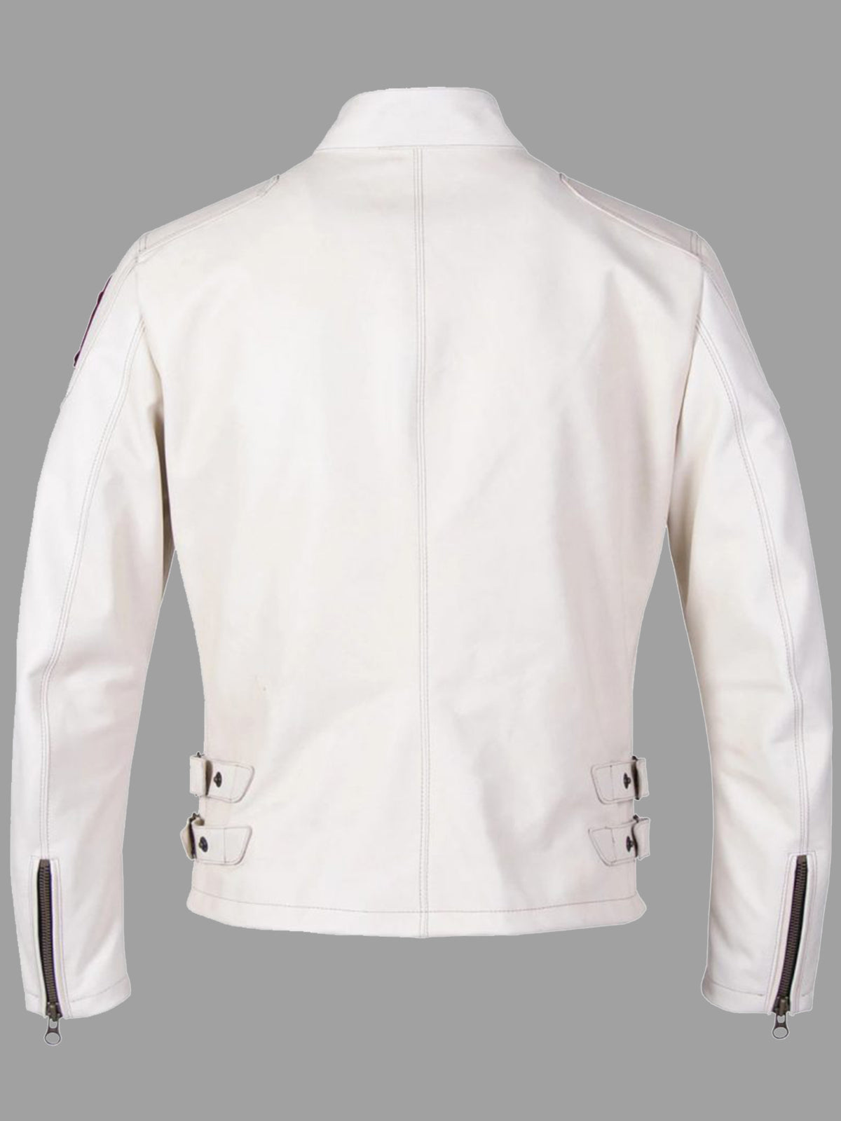 Men's White Biker Leather Jacket - LJ