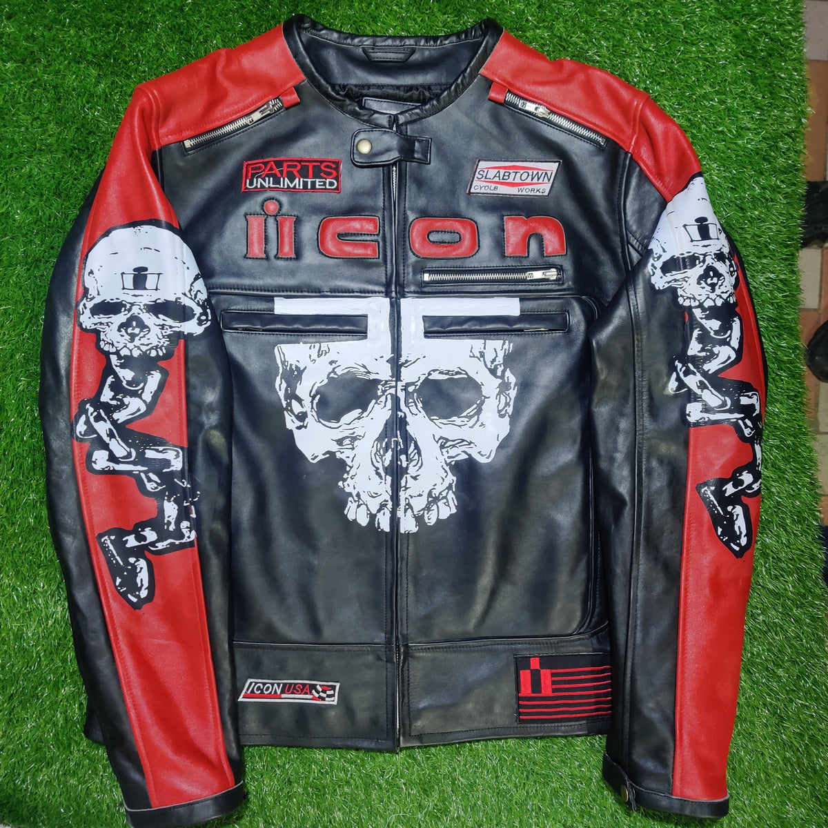 Mens Icon Motorhead Skull Black Biker Jacket