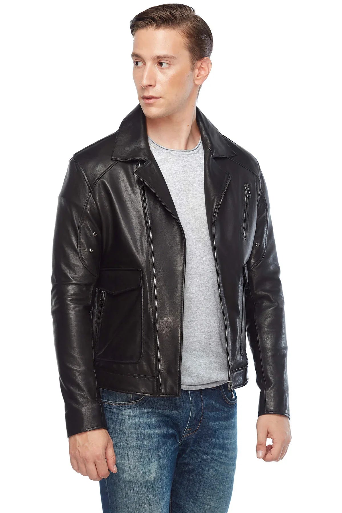Real Leather Black Biker Jacket for Men – LJ